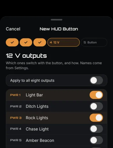 New HUD button, step 4: Outputs