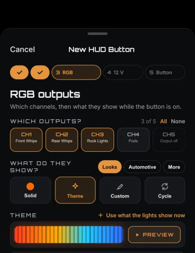 New HUD button, step 3: Lights